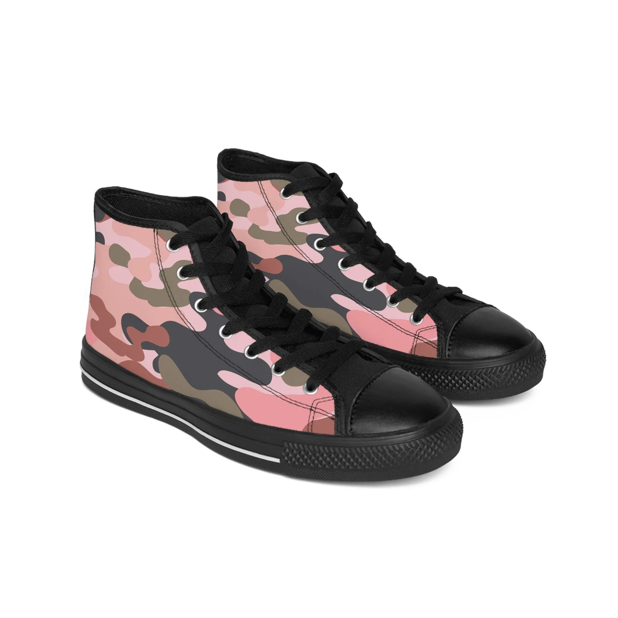 Pink Camouflage Pattern Army Women's Classic Sneakers