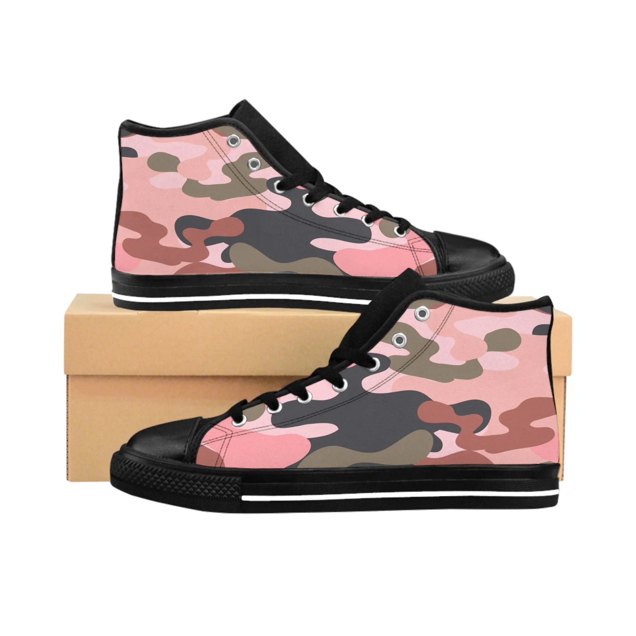 Pink Camouflage Pattern Army Women's Classic Sneakers