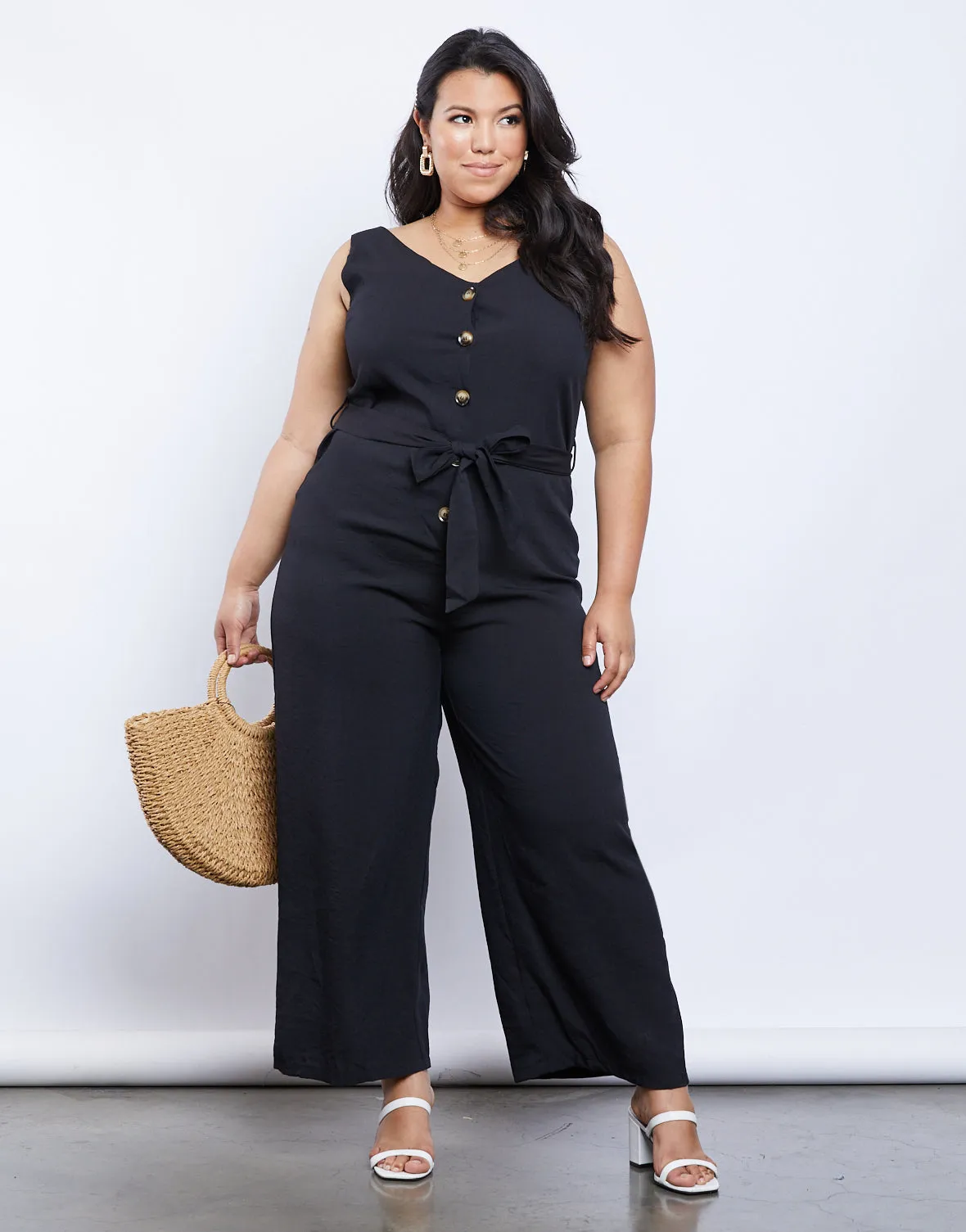 Plus Size Jetsetter Button Up Jumpsuit