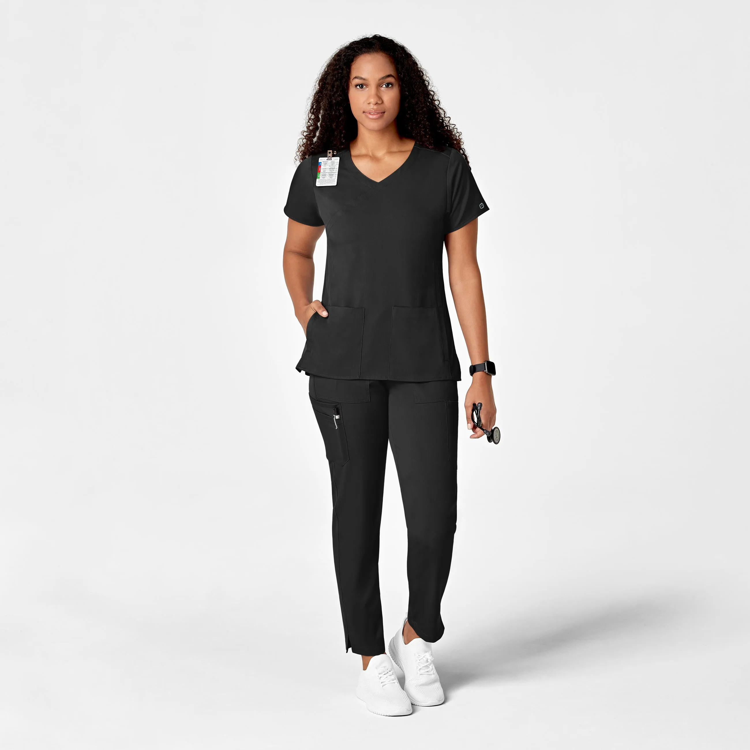 PRO Women's Slim Leg Cargo Scrub Pant - Black