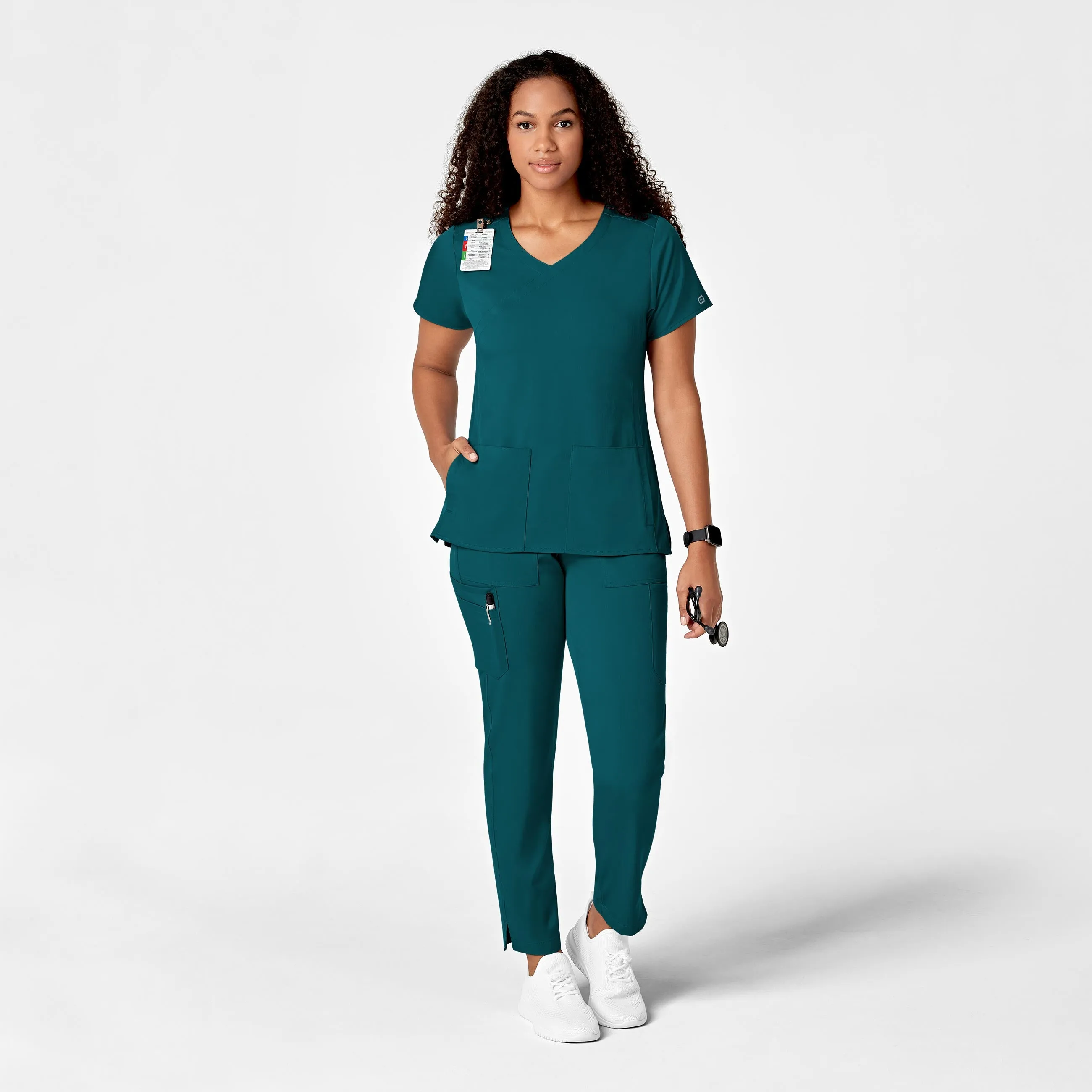 PRO Women's Slim Leg Cargo Scrub Pant - Caribbean