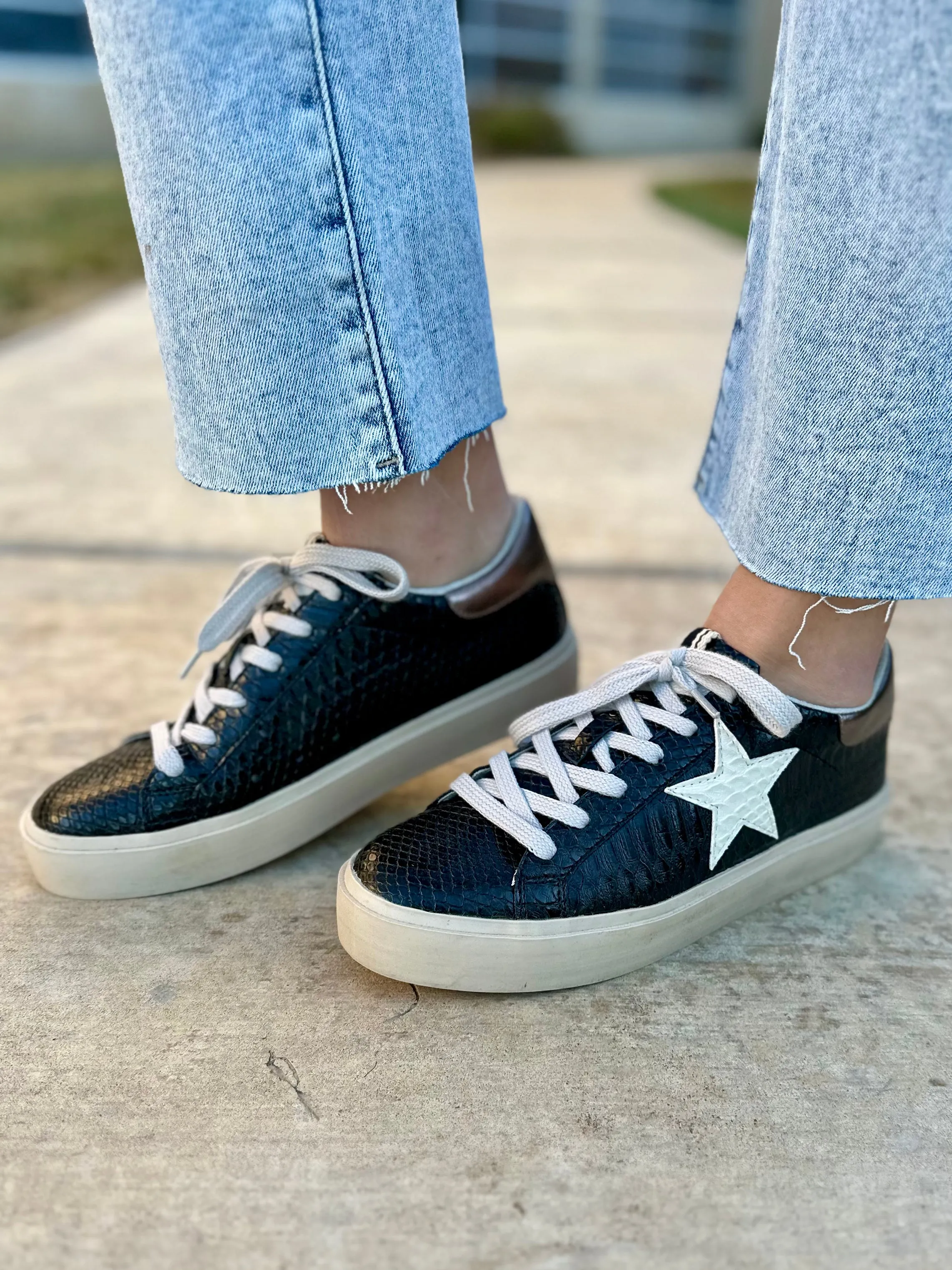 Reba Black Snake Skin Sneaker by Shu Shop