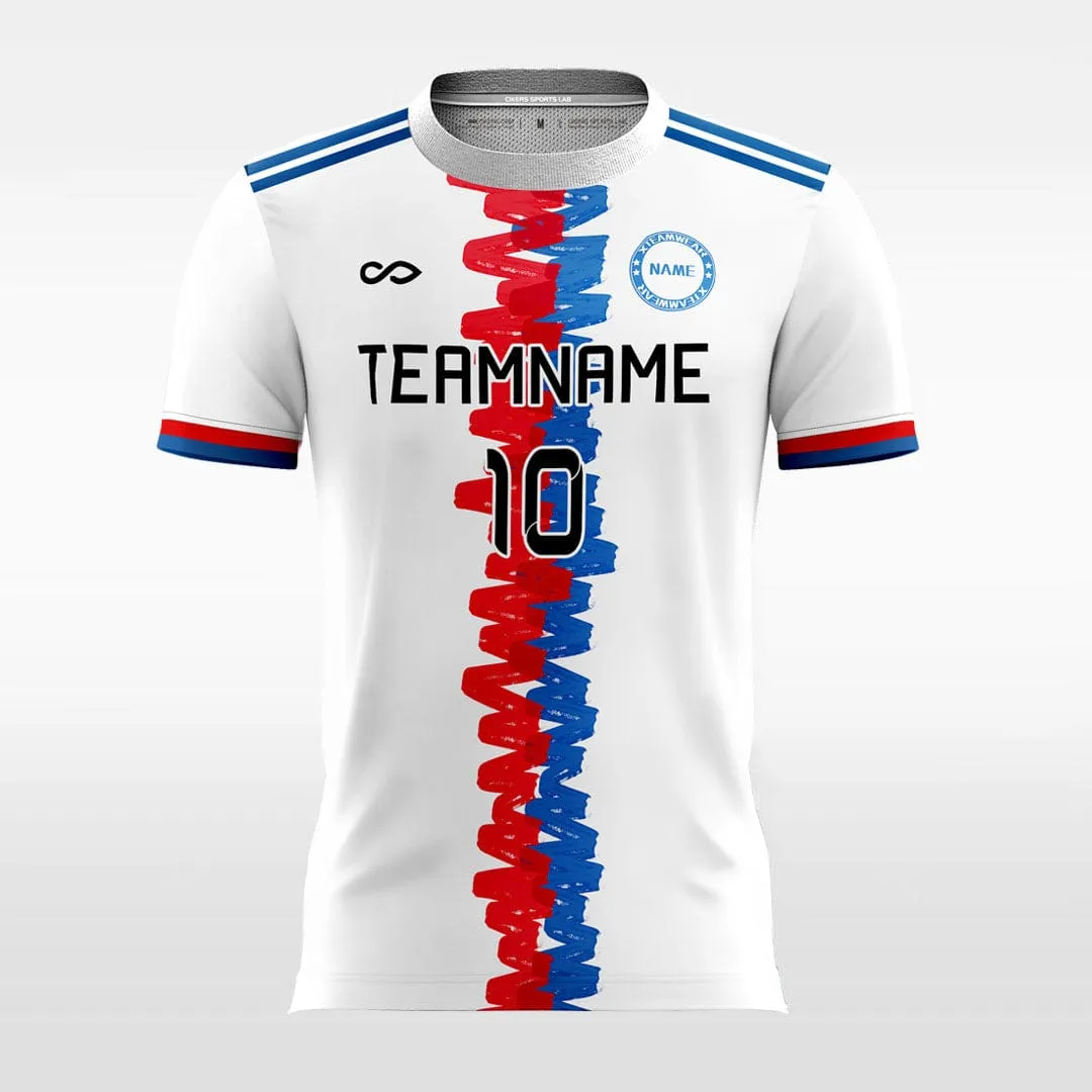 Red and Blue Graphic - Custom Kids Soccer Jerseys Design White