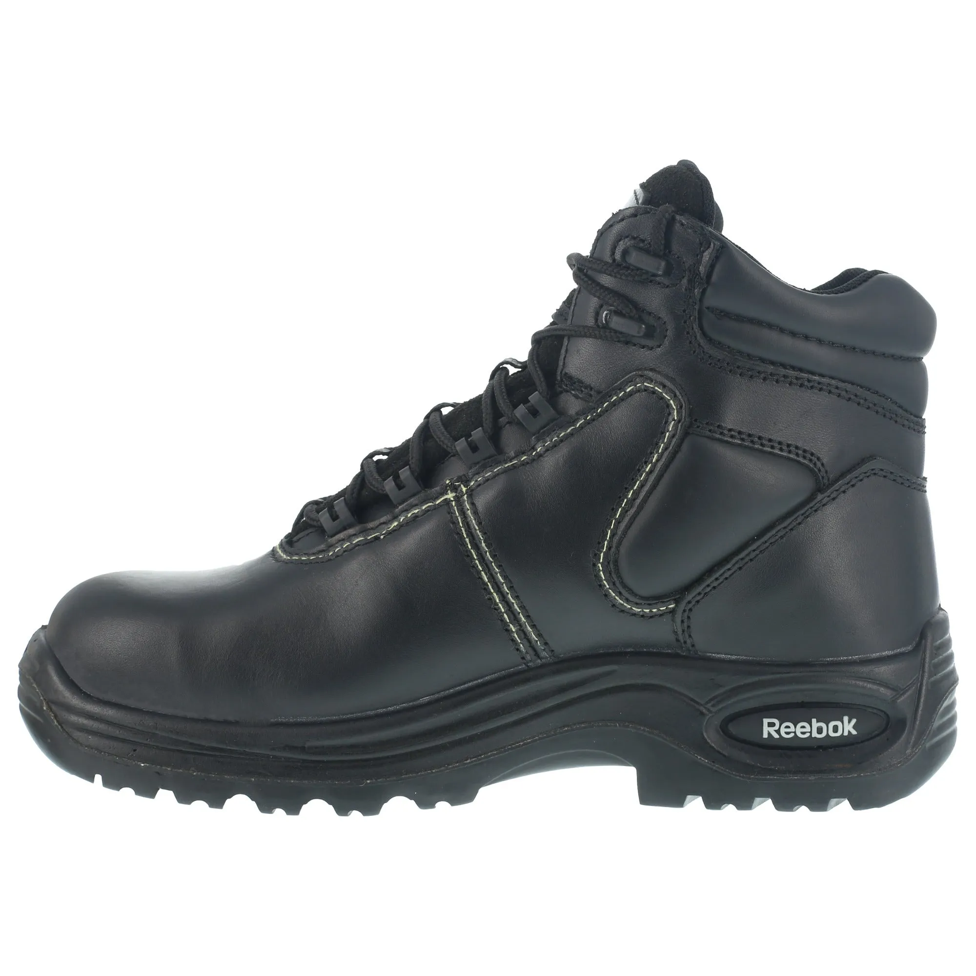 Reebok Womens Black Leather 6in Met Guard Work Boots Trainex Comp Toe