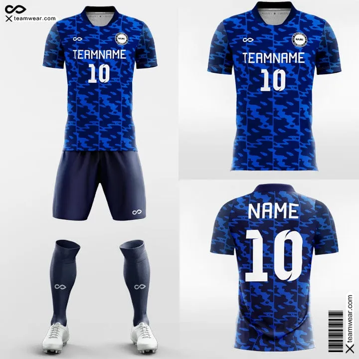 Retro Camouflage - Custom Soccer Jerseys Kit Blue Design