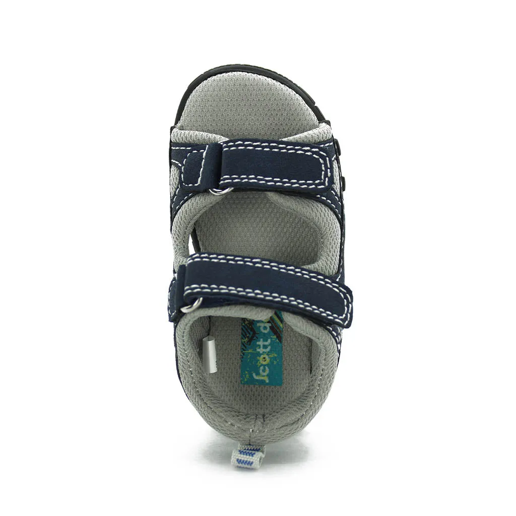 Scott David Justin Sandals Navy Grey Walkers Toddler Boys - Kids Shoes