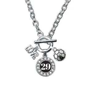 Silver Soccer - Sports Number 29 Circle Charm Toggle Necklace