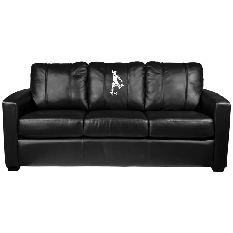 Silver Sofa with Soccer Logo Panel