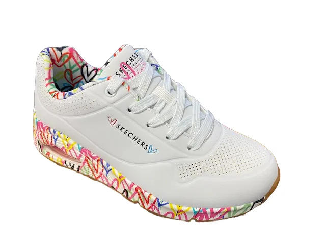 Skechers scarpa sneakers da donna Uno Loving Love 155506/WHT bianco