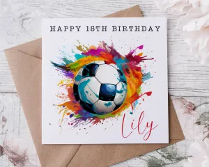 Soccer Ball Design Birthday Card - Brights