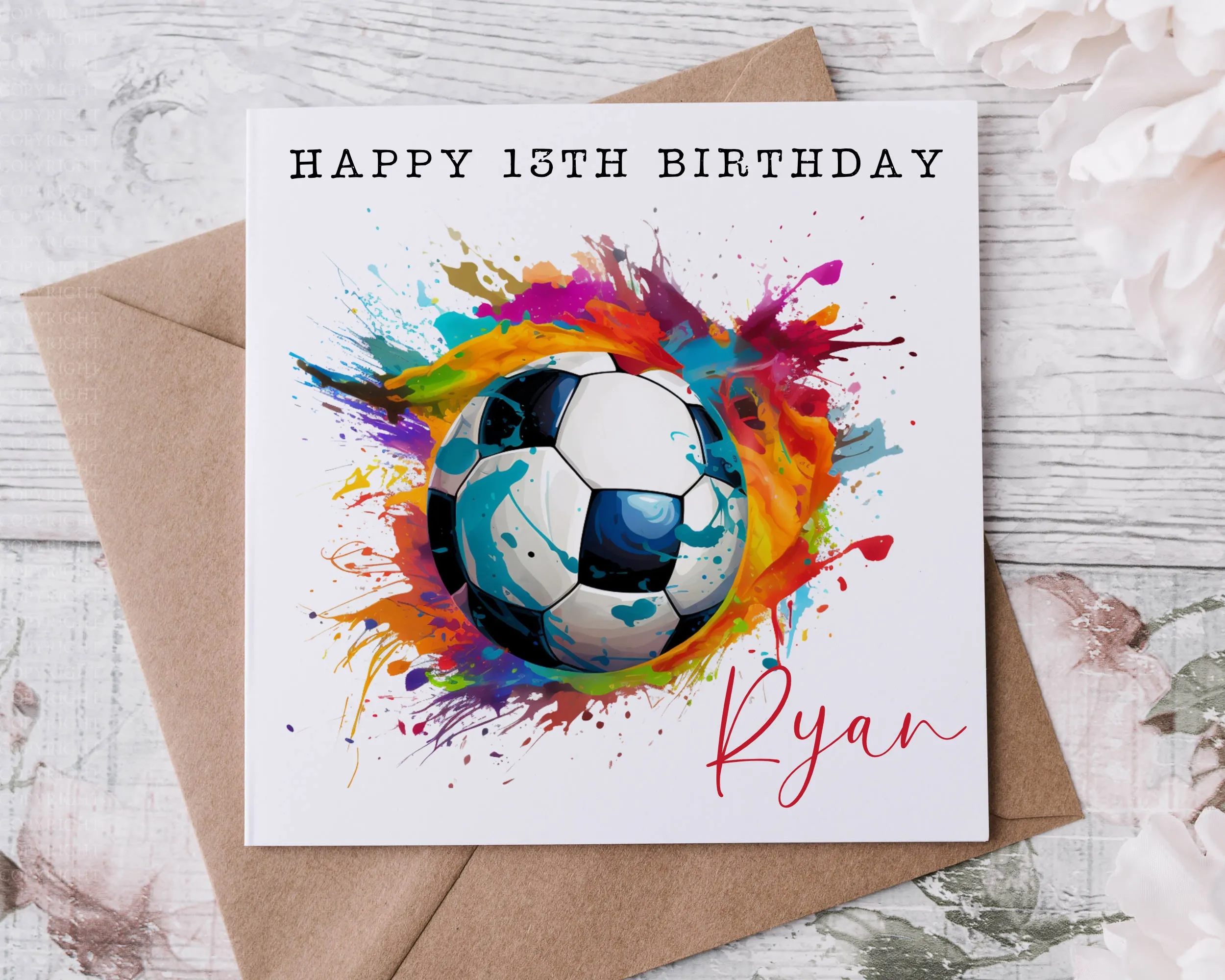 Soccer Ball Design Birthday Card - Brights