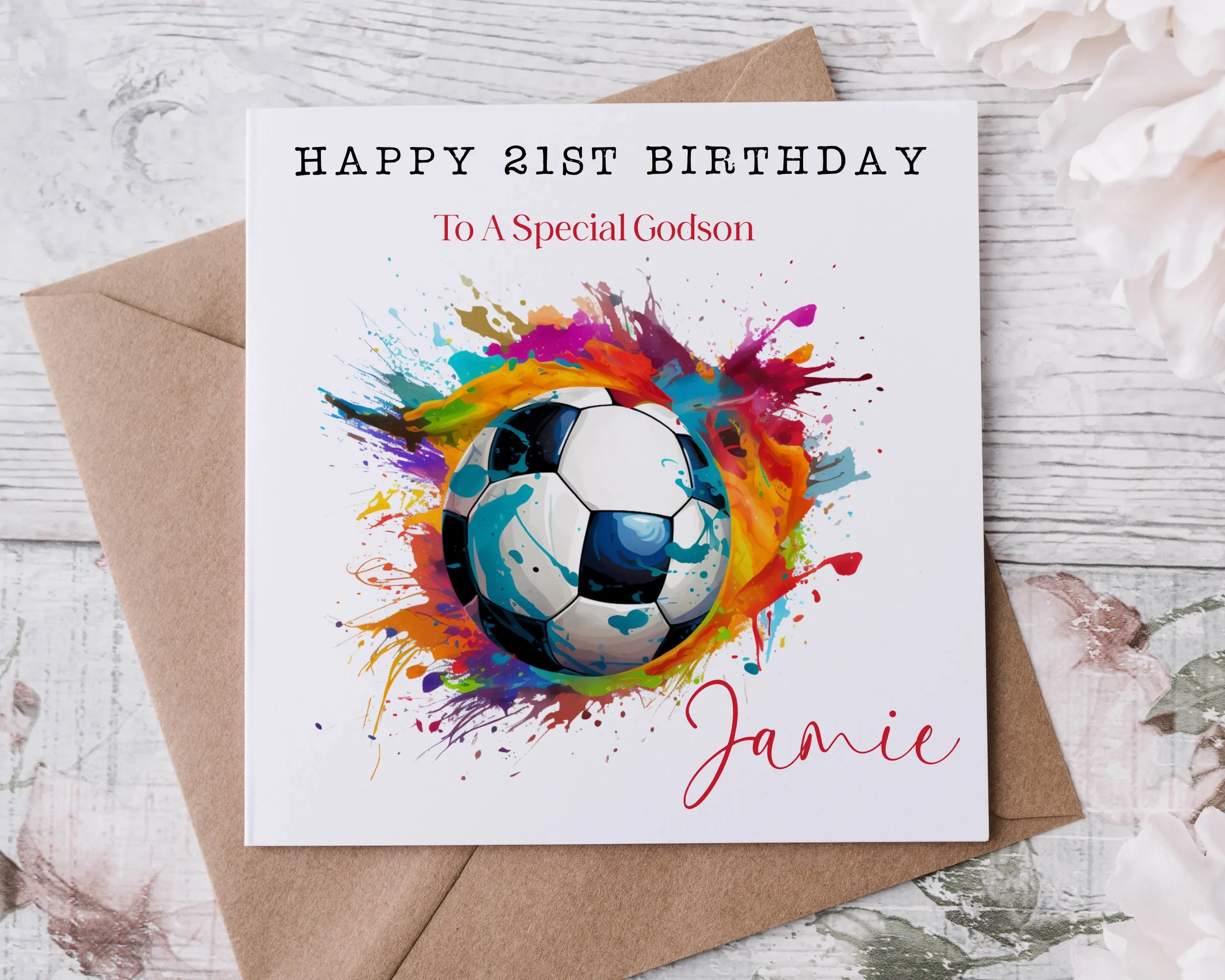 Soccer Ball Design Birthday Card - Brights