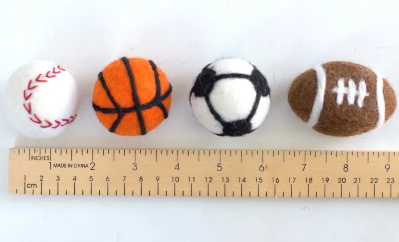 Soccer Ball Felted Shapes- Set of 3 or 5