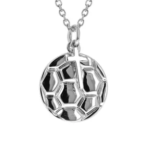 Soccer Ball Necklace With Dangle Cross | Stainless