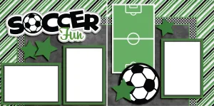 Soccer Fun Green - Digital Scrapbook Pages - INSTANT DOWNLOAD