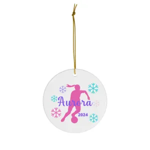 Soccer Ornament, Personalized Girls Soccer Christmas Ornament, 2024 Ceramic Tree Ornament for Women, Gift for Mom, Wife, Grandma