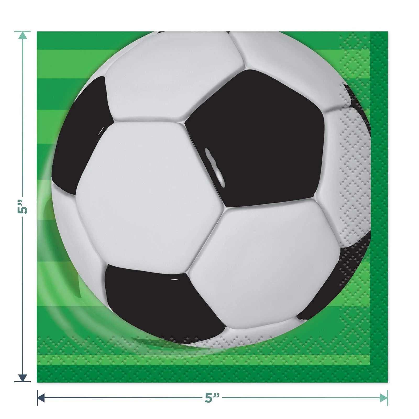 Soccer Party Pack - 3D Soccer Ball Paper Dessert Plates, Napkins, Cups, Table Cover, and Balloons Set (Serves 16)