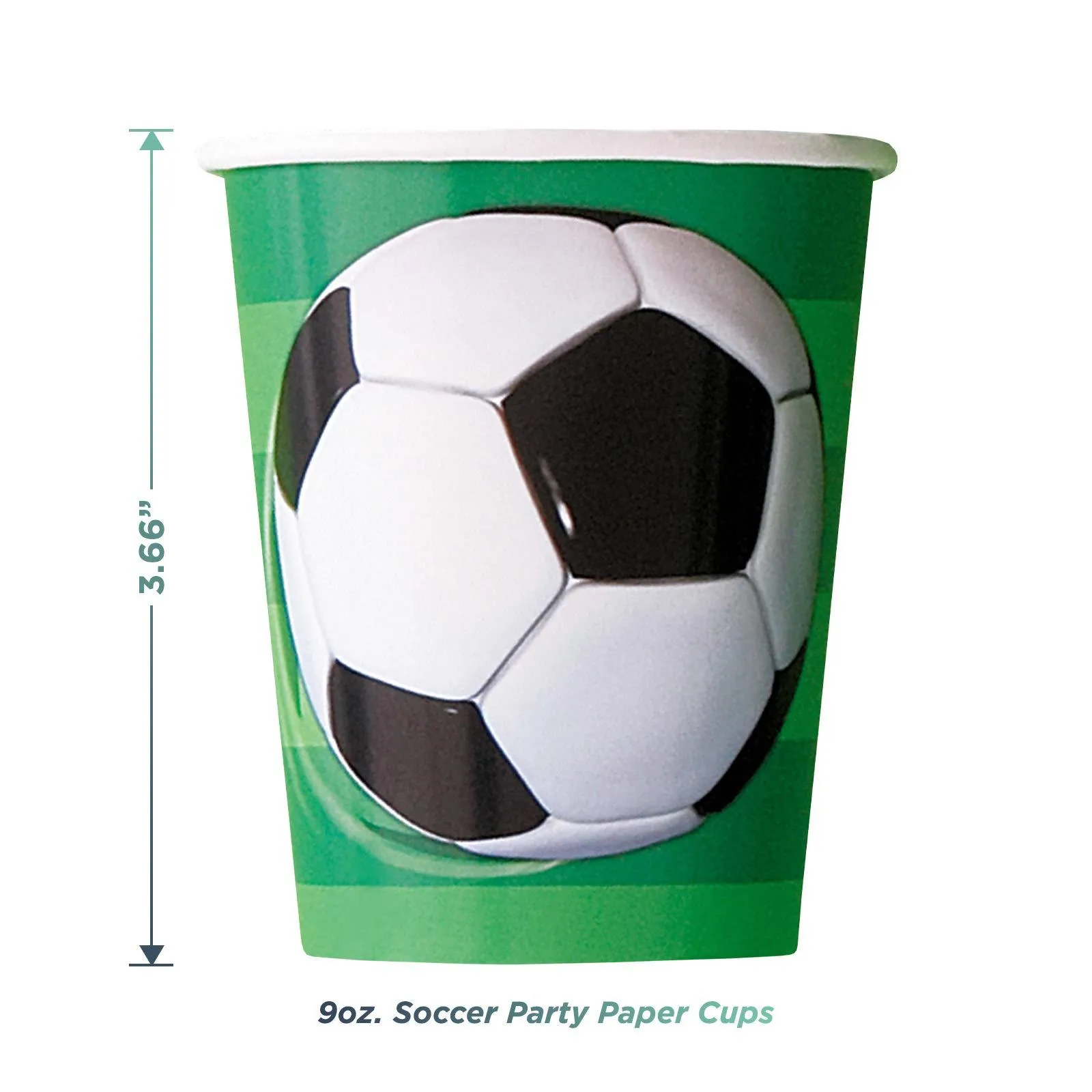 Soccer Party Pack - 3D Soccer Ball Paper Dessert Plates, Napkins, Cups, Table Cover, and Balloons Set (Serves 16)