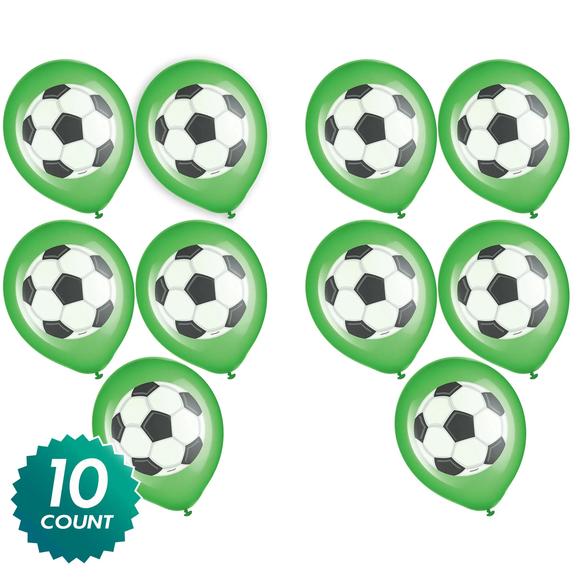 Soccer Party Supplies Goal Getter Green Latex Balloons, 12 Inch, 10 Count