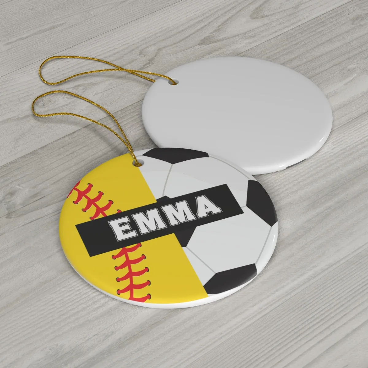 Softball Soccer Christmas Ornament - 2 Sport Athlete