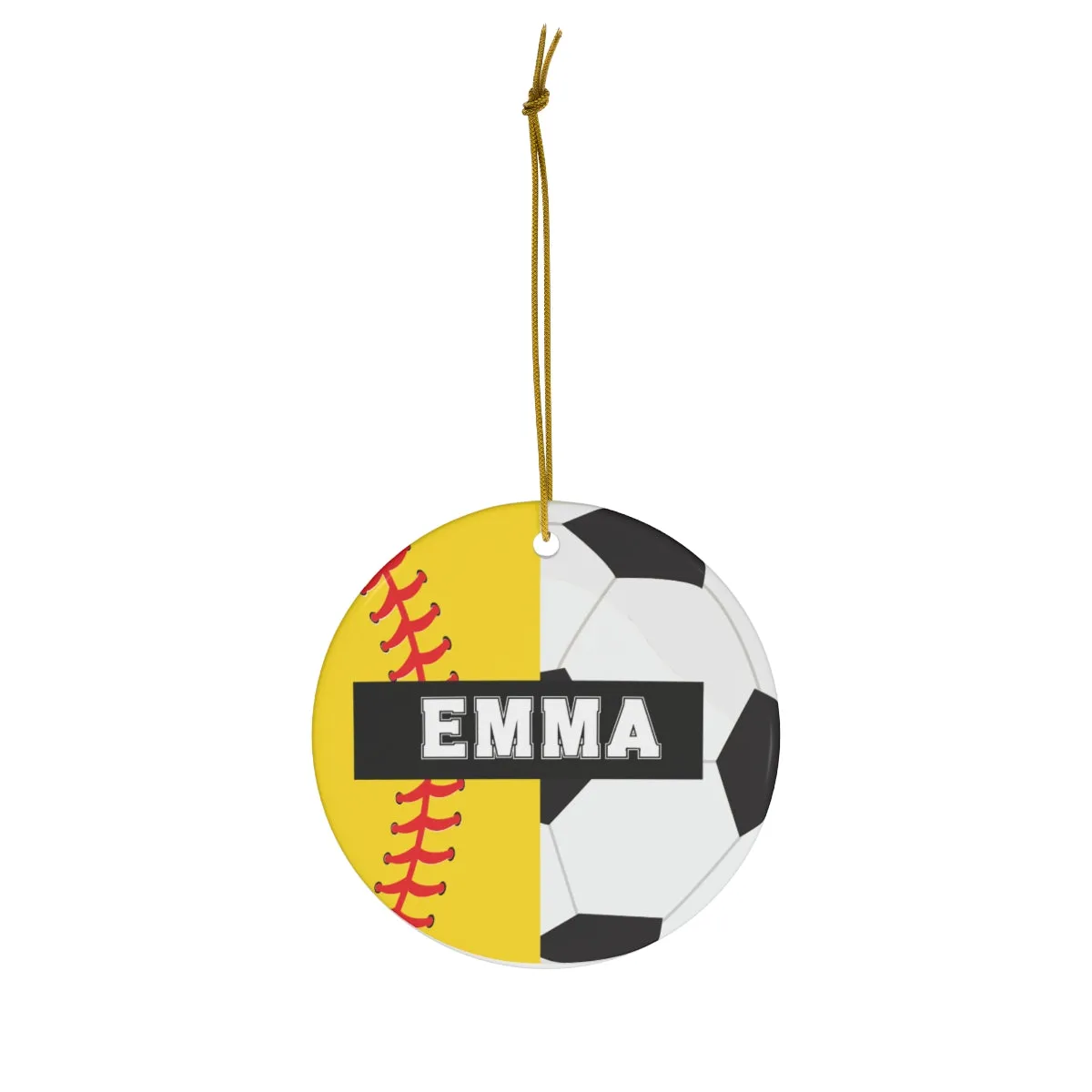 Softball Soccer Christmas Ornament - 2 Sport Athlete