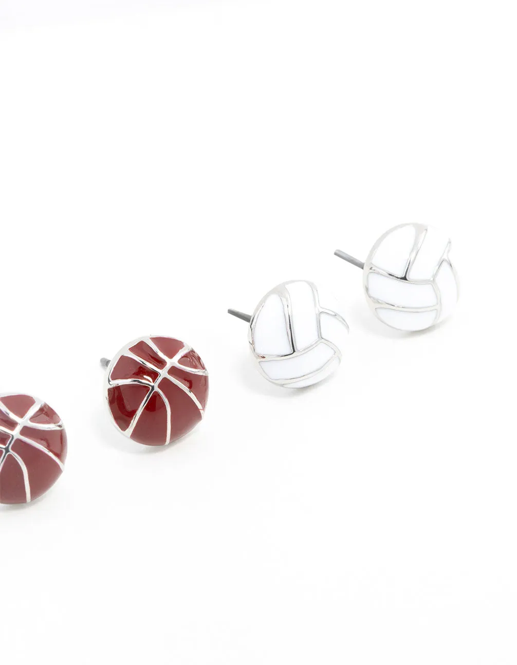 Sports Balls Stud Earrings 3-Pack Set