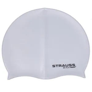 Strauss Latest Designed Swimming Cap|Keeps Hair Clean with Ear Protector|Suitable for Long and Short Hair|Swimming Head Cap with Breathable Fabric |Waterproof Swim Cap for Adult, Woman and Men,(Grey)