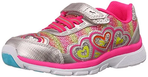 Stride Rite Toddler/Little Kid Joy Sneaker, Silver/Pink