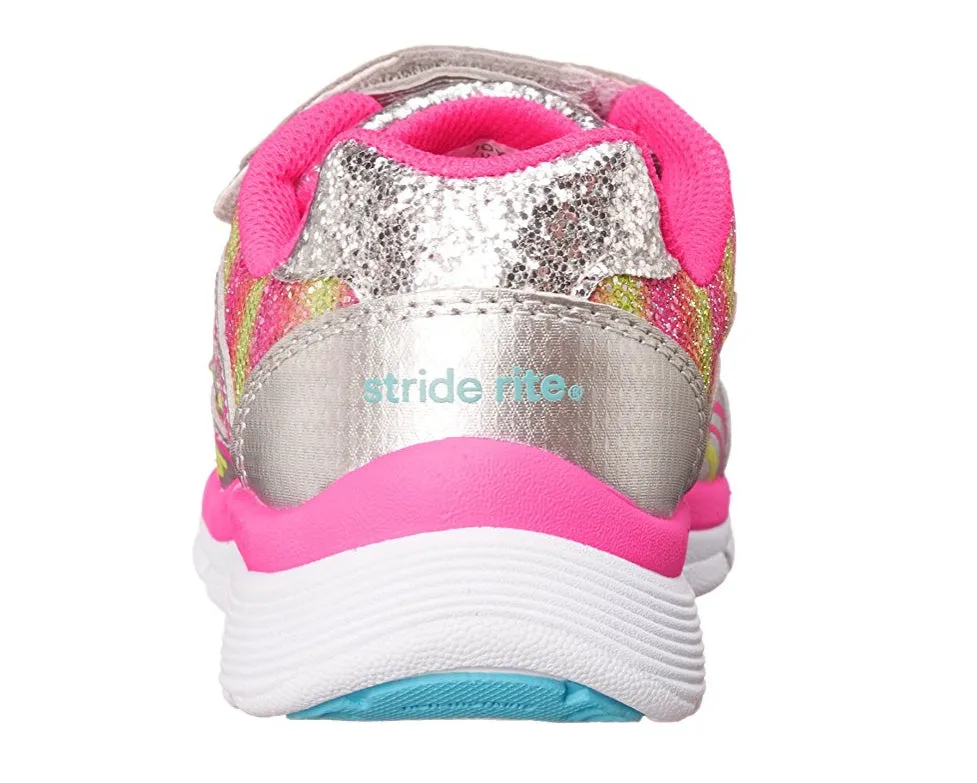 Stride Rite Toddler/Little Kid Joy Sneaker, Silver/Pink