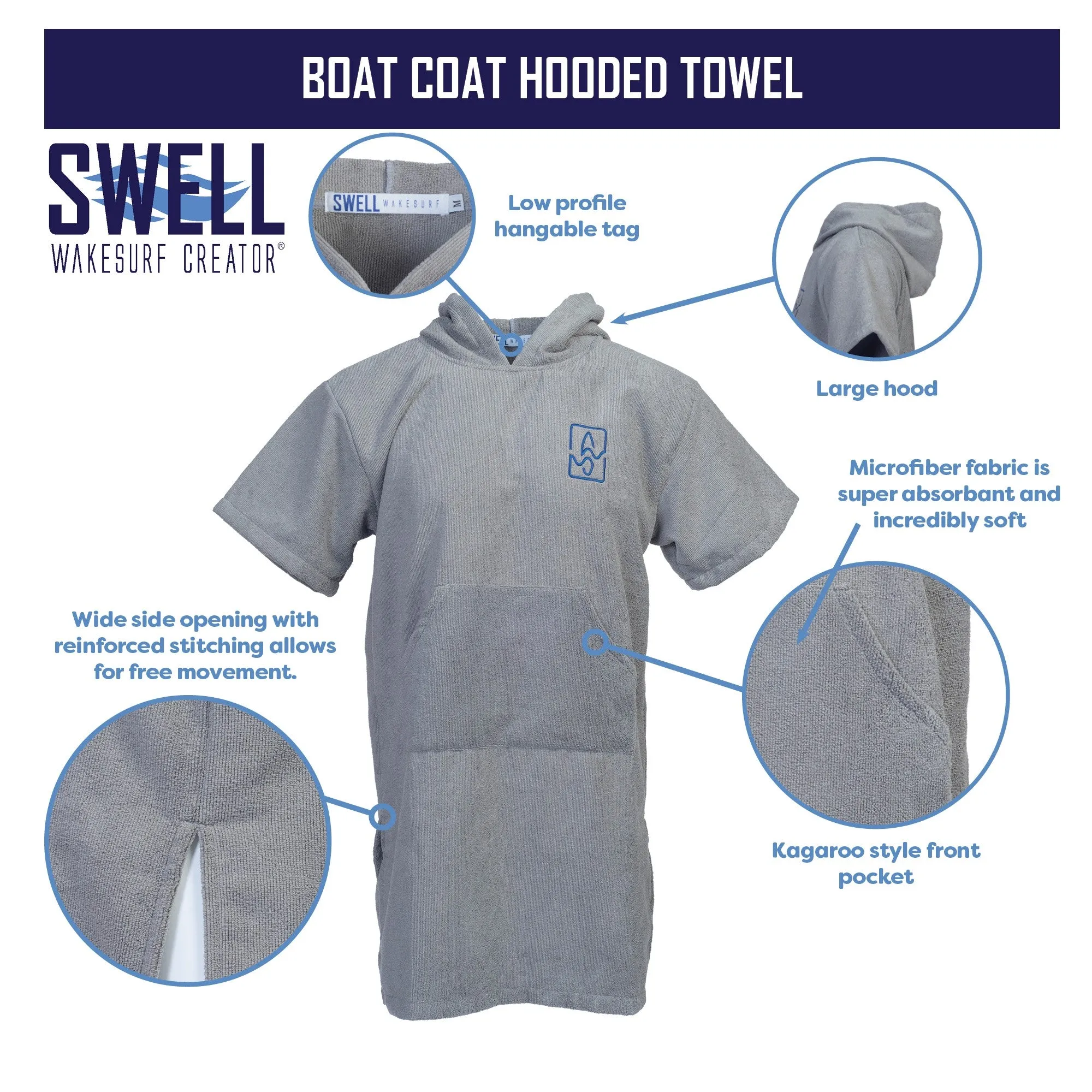 SWELL Wakesurf - Boat Coat Hooded Microfiber Towel