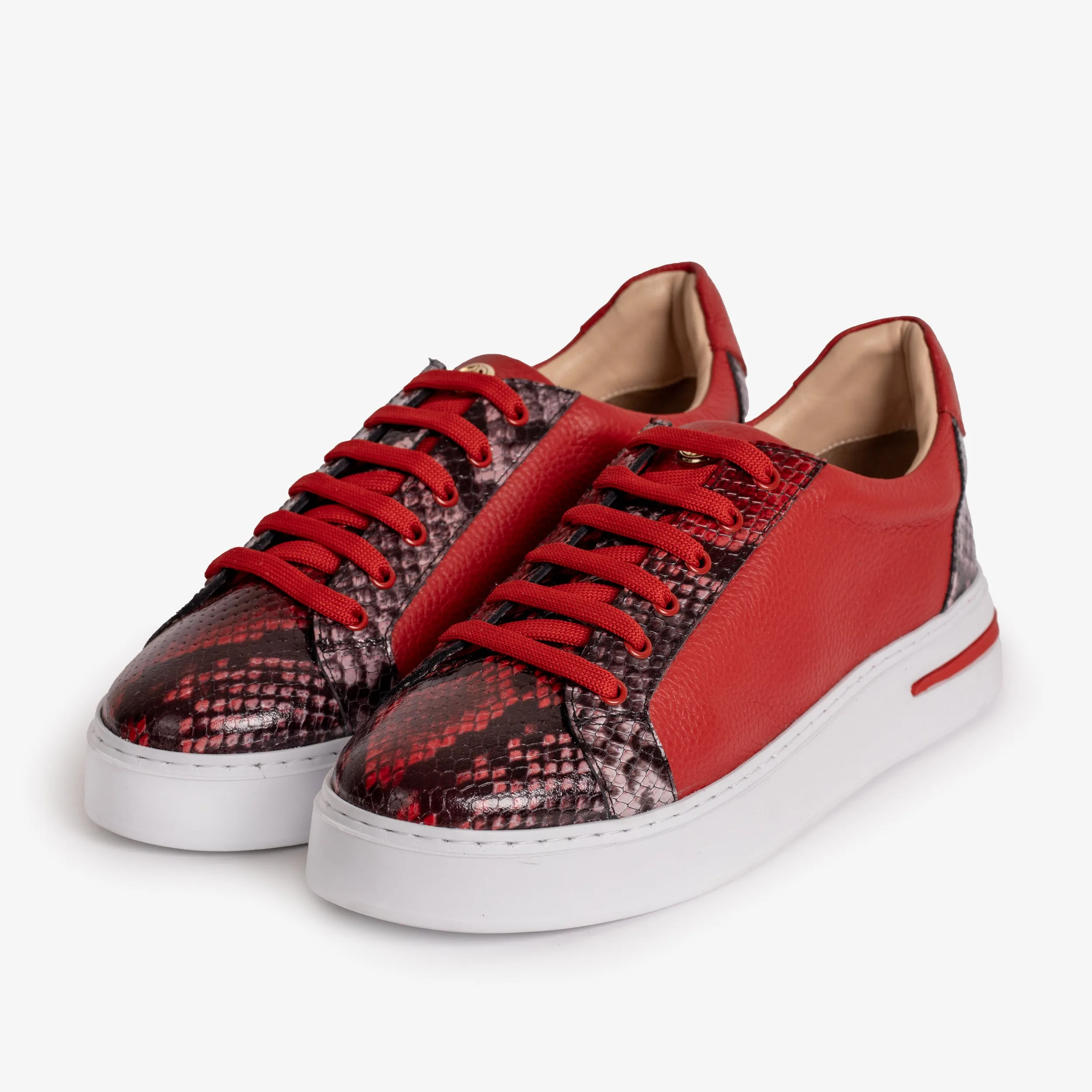 The Burano Red Leather Women Sneaker