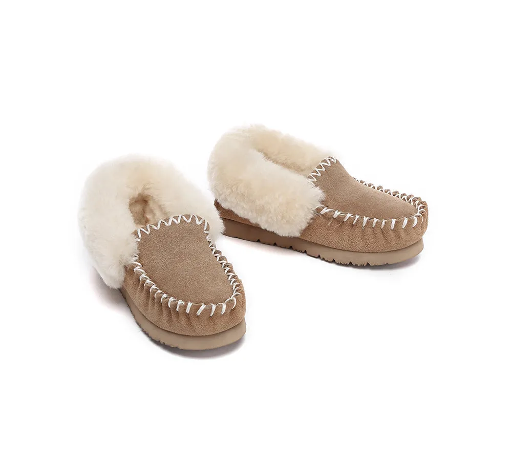 UGG Kids Loafers Sheepskin Wool Ankle Slippers Popo Moccasin