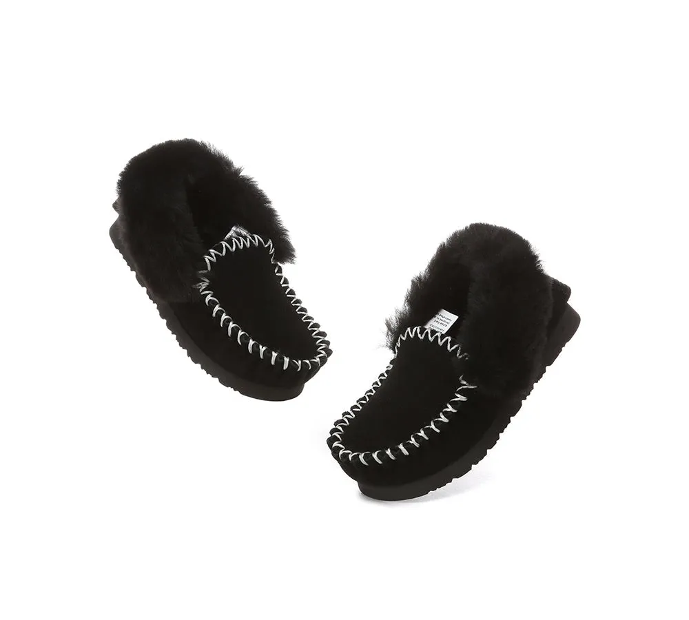 UGG Kids Loafers Sheepskin Wool Ankle Slippers Popo Moccasin