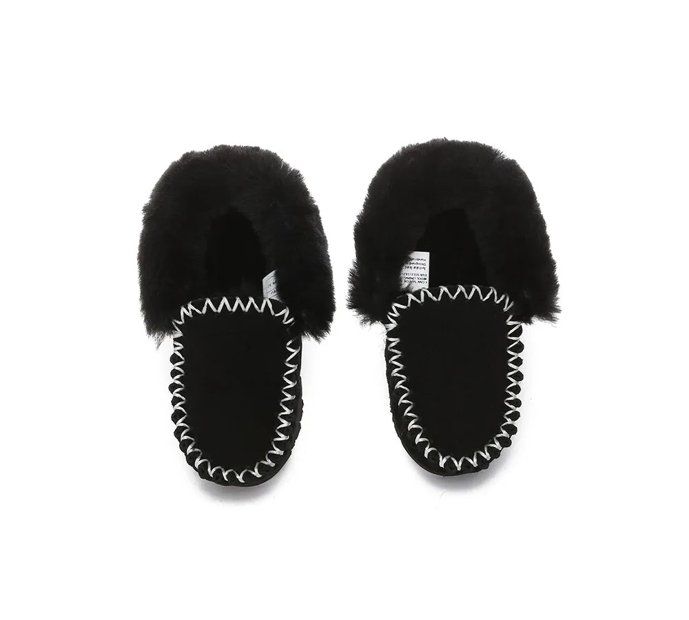 UGG Kids Loafers Sheepskin Wool Ankle Slippers Popo Moccasin