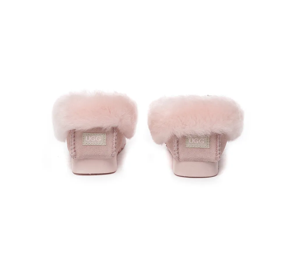 UGG Kids Loafers Sheepskin Wool Ankle Slippers Popo Moccasin