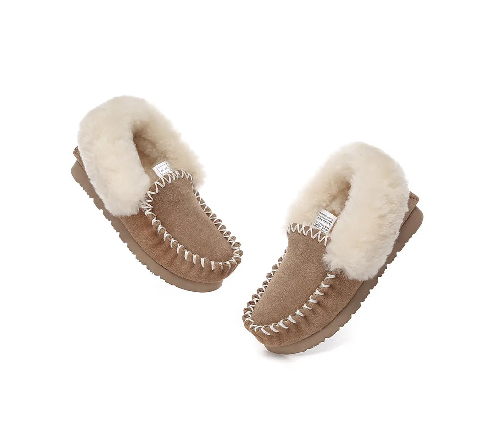 UGG Kids Loafers Sheepskin Wool Ankle Slippers Popo Moccasin