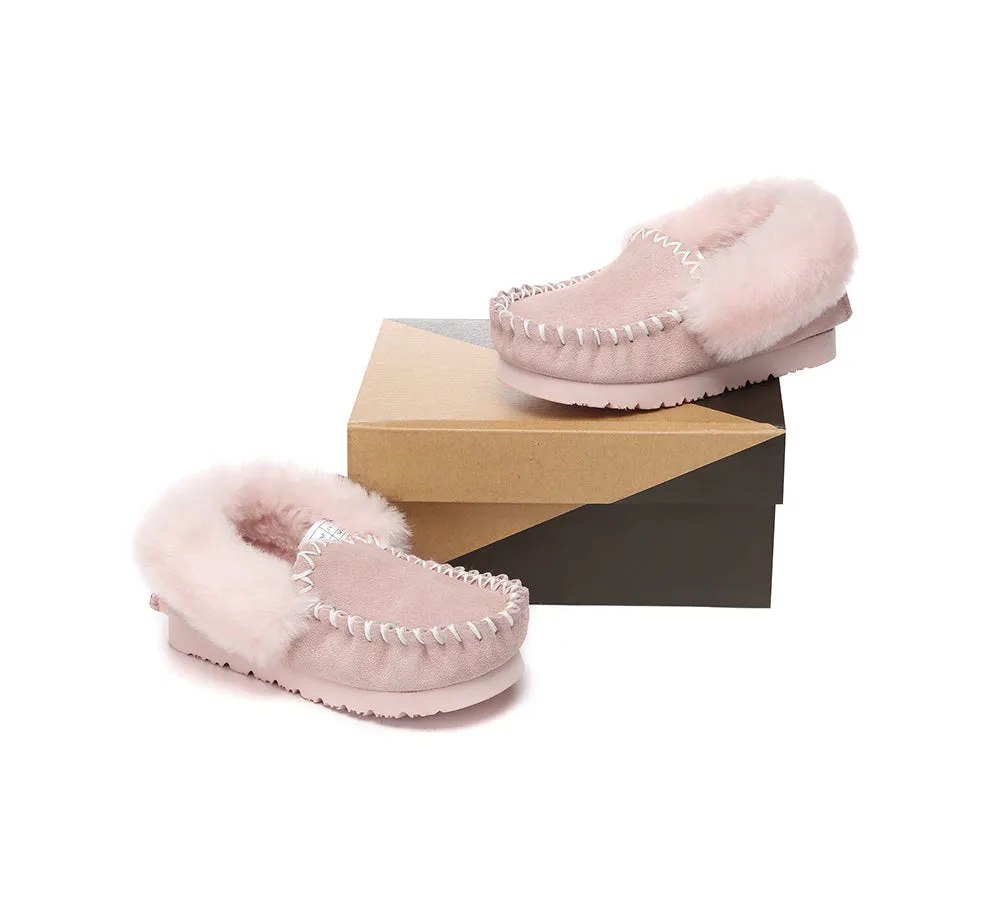 UGG Kids Loafers Sheepskin Wool Ankle Slippers Popo Moccasin