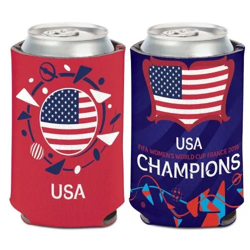 United States USA Women's Soccer Team 2019 World Cup Champions Can Cooler