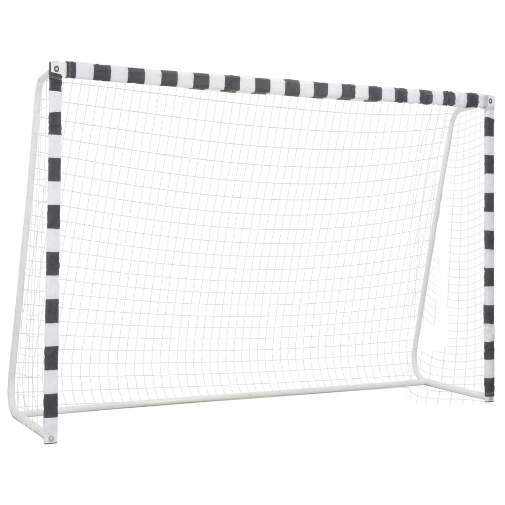 vidaXL Soccer Goal Training Soccer Net Practice Net Metal Black and White