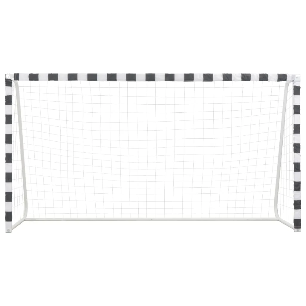 vidaXL Soccer Goal Training Soccer Net Practice Net Metal Black and White