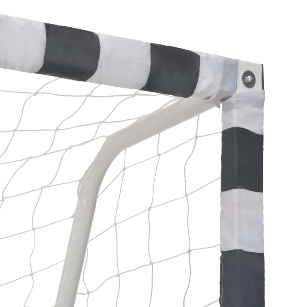 vidaXL Soccer Goal Training Soccer Net Practice Net Metal Black and White