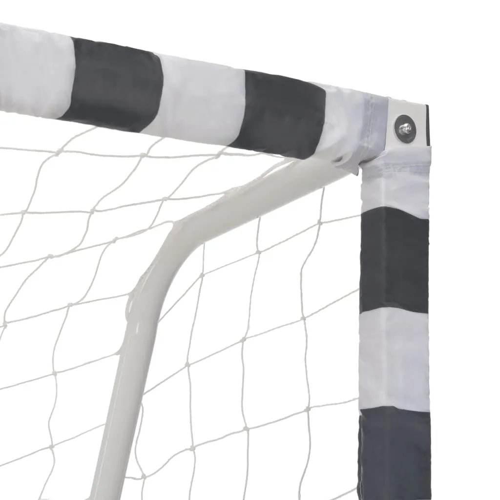 vidaXL Soccer Goal Training Soccer Net Practice Net Metal Black and White