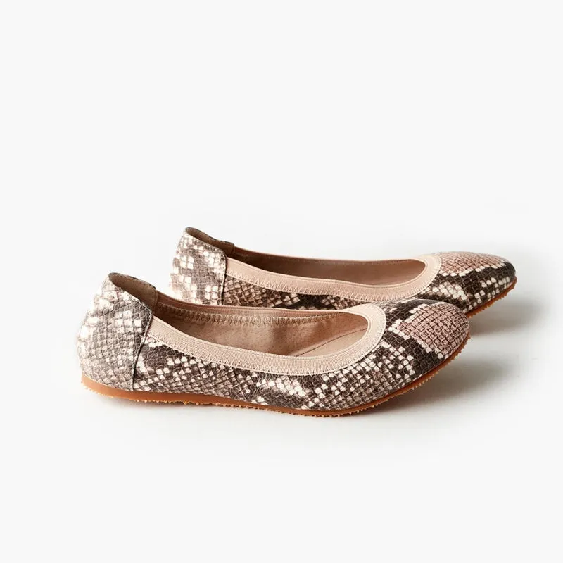 Walnut Melbourne - Ava Artisan Ballet Flat - Blush Python