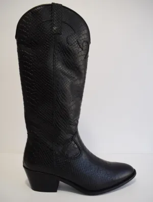 Western Boot Boise Croco Black