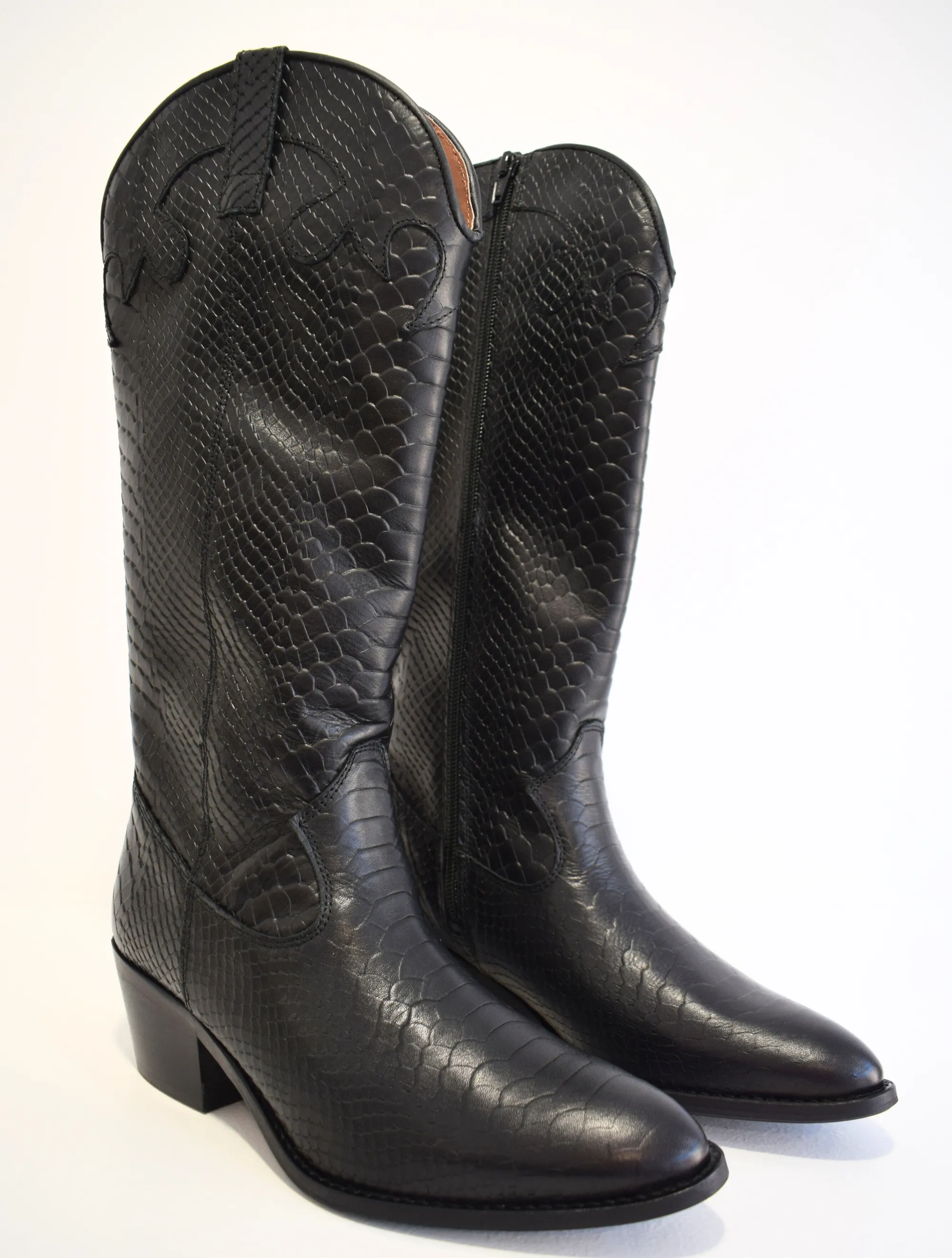 Western Boot Boise Croco Black