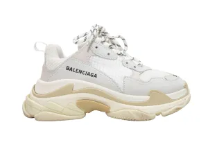 White Balenciaga Triple S Chunky Platform Sneakers Size 38