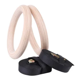 with 2.8cm Webbing 1 Pair Adult Fitness Gymnastics Training Wooden Rings Indoor Fitness Equipment, Thickness:28mm