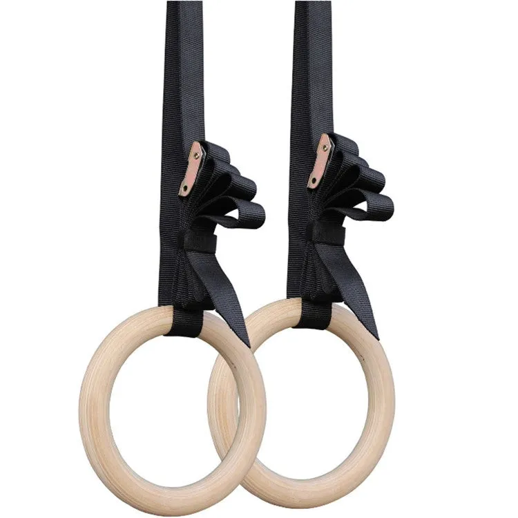 with 2.8cm Webbing 1 Pair Adult Fitness Gymnastics Training Wooden Rings Indoor Fitness Equipment, Thickness:28mm