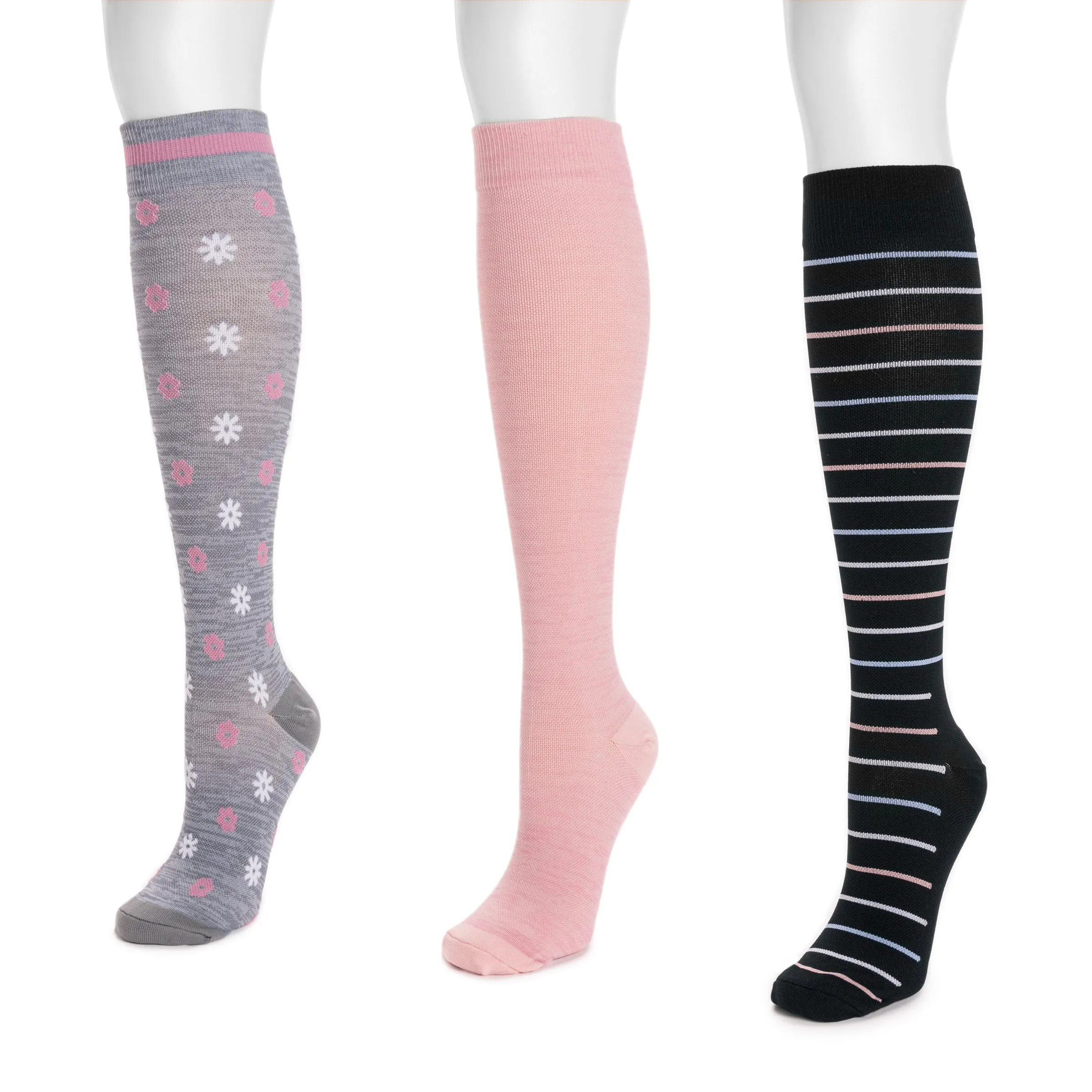 Women's 3 Pair Pack Nylon Compression Socks