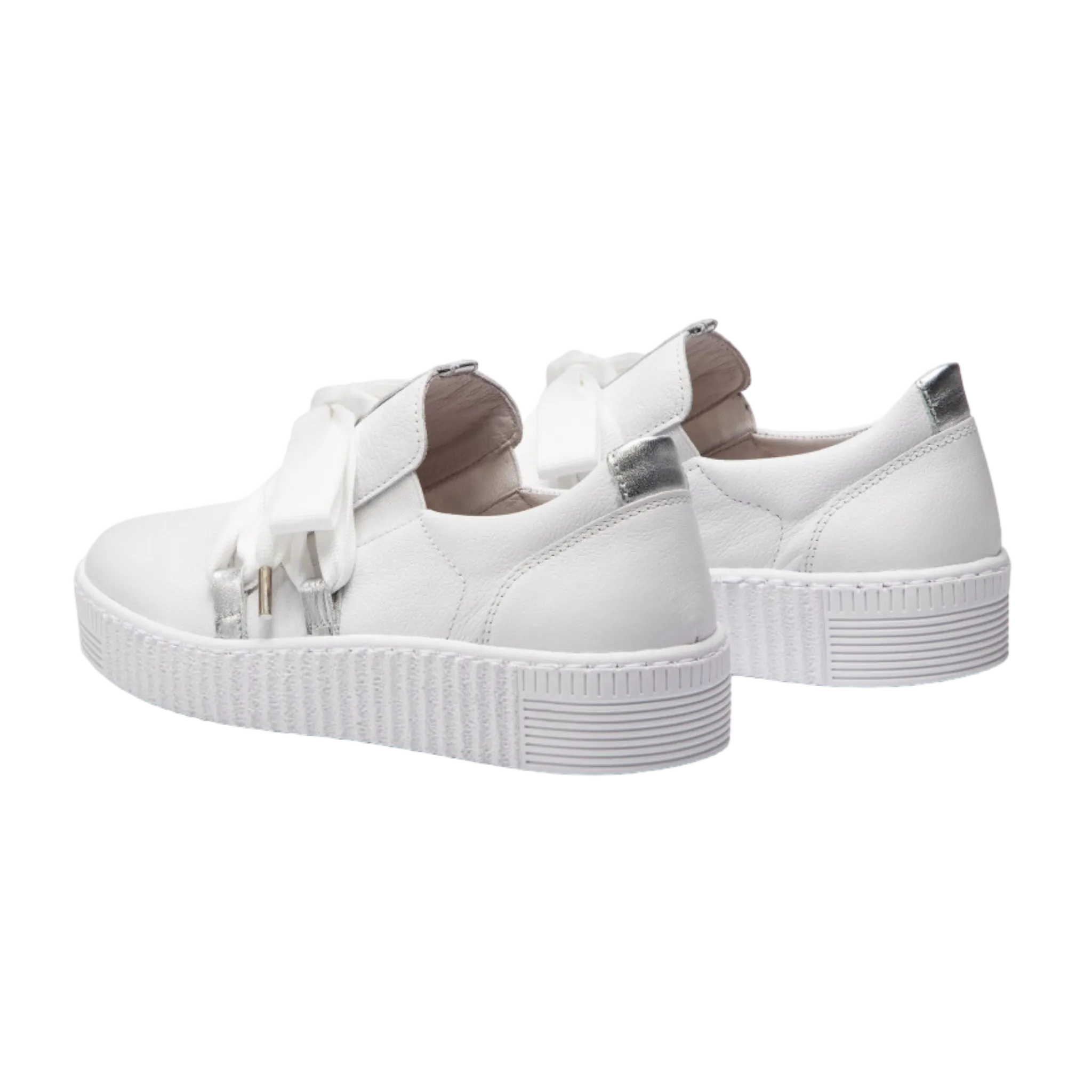 WOMEN'S GABOR 03.333.21 BOW TIE SNEAKER |  WHITE / SILVER